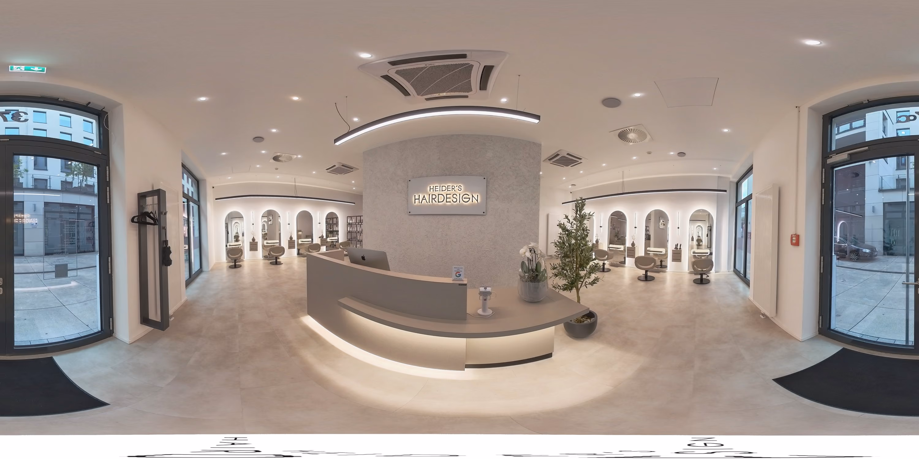360-Grad-Ansicht des Empfangs von Heiders Hairdesign zum Umsehen