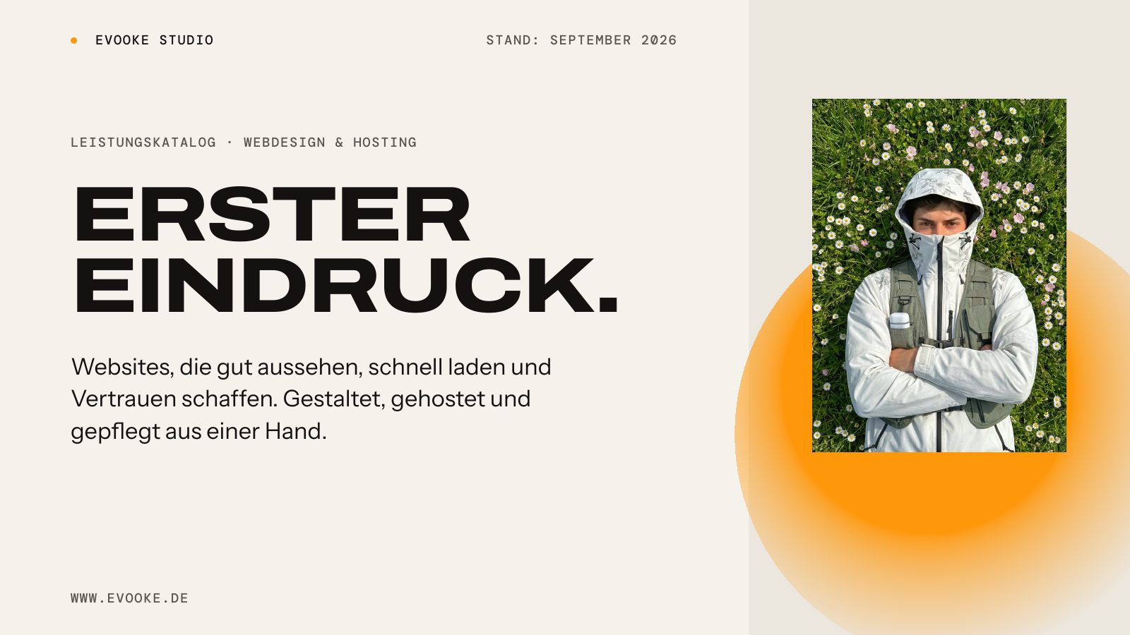 Titelseite des Leistungskatalogs Webdesign und Hosting