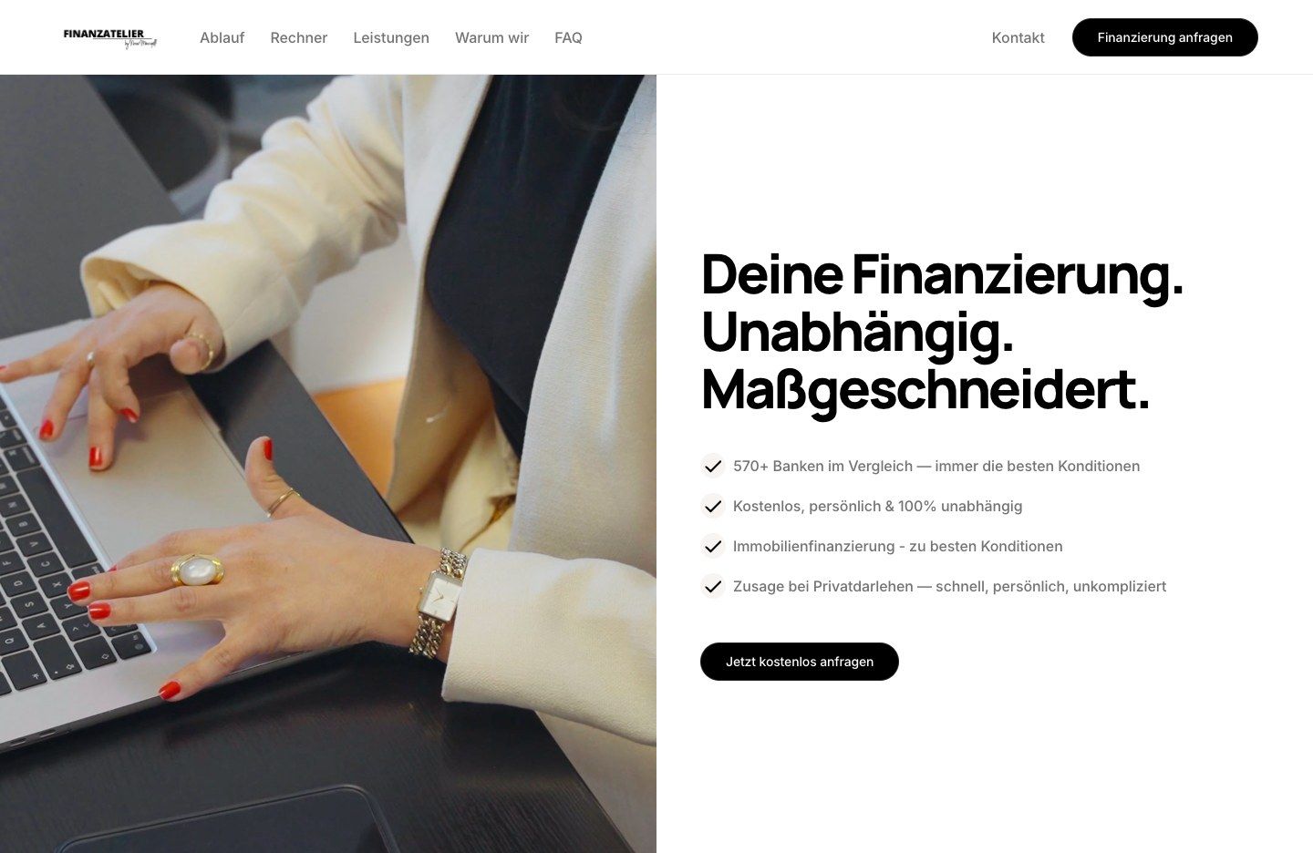 Startseite der Website von Finanzatelier Noemi Minacapilli