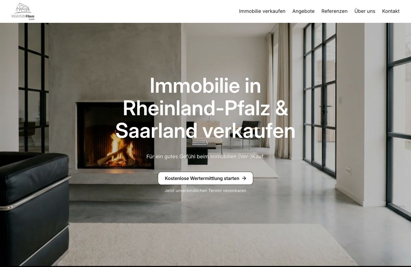 Startseite der Website der Wohlfühlhaus GmbH